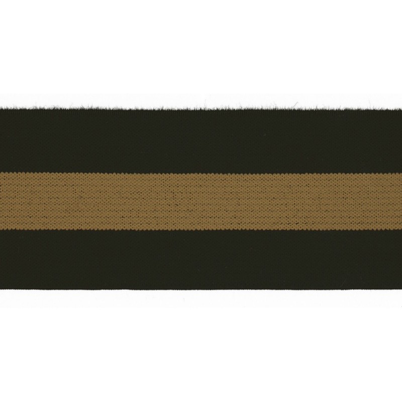 Elastic ribbon 40mm stripe black / gold (qt)