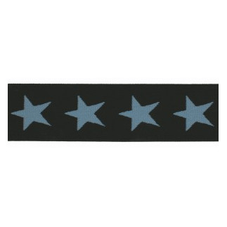 Elastic band with stars 40mm light blue on navy