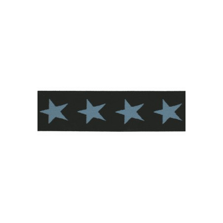 Elastic band with stars 40mm light blue on navy
