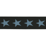 Elastic band with stars 40mm light blue on navy