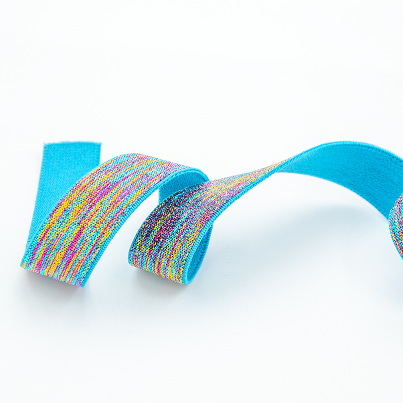 Elastic ribbon - 25mm glitter rainbow