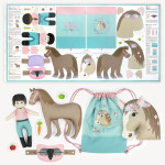 Kullaloo - Panneau coton tissé à couper et à coudre « Horse Love »