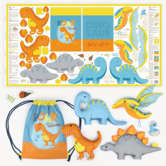 Kullaloo - Cut & Sew Panel Cotton"Dino Friends"