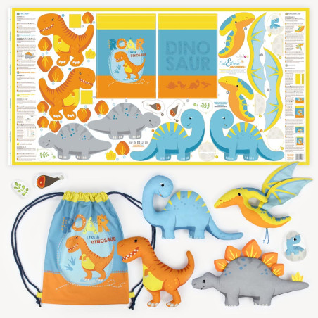 Kullaloo - Cut & Sew Panel Cotton"Dino Friends"