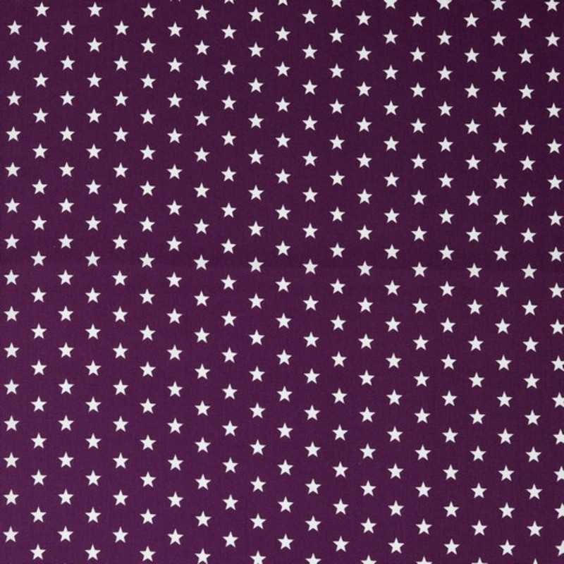 Coton tissé - Petites étoiles violet (v)