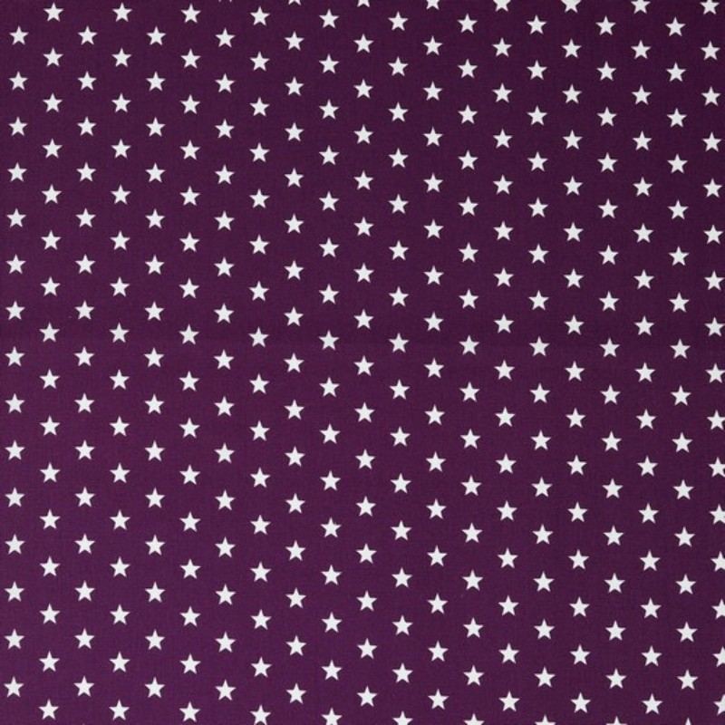 Popeline de coton - étoiles violettes (v)