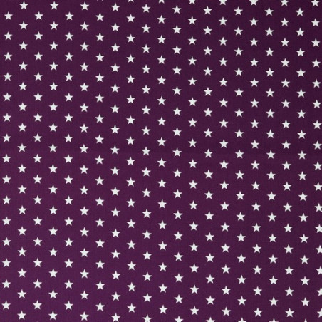 Popeline de coton - étoiles violettes (v)
