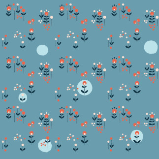 Coton biologique - Mona Luna Modern Meadow bleu