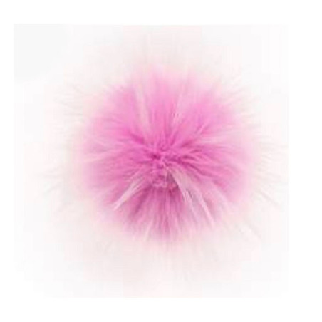 Pompon en fausse fourrure - Raton laveur rose vif