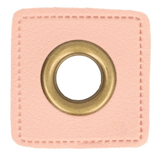 Œillet sur simili cuir rose 8 mm bronze