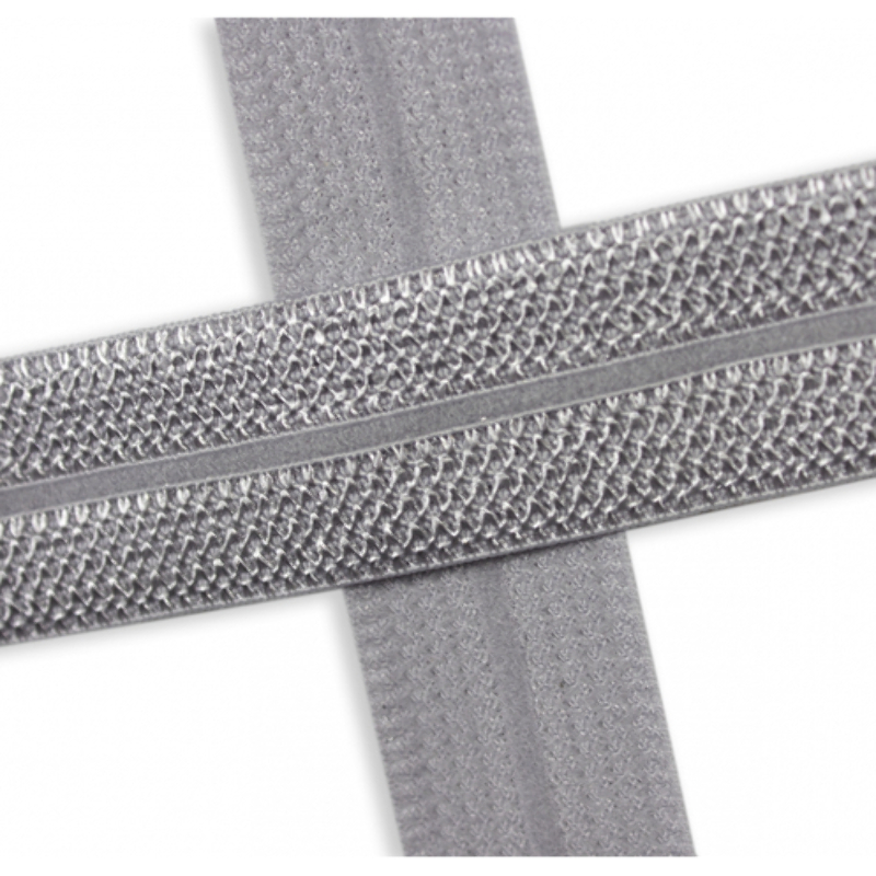 Elastic edging tape Jacquard silver grey (qt)