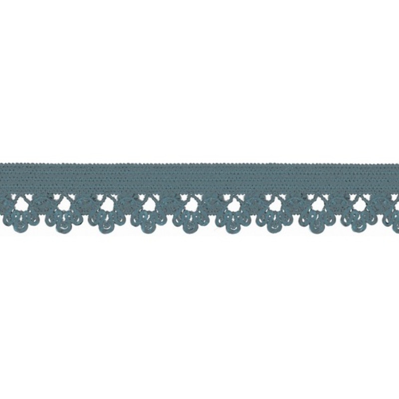 tissu de dentelle élastique fleurs bleu denim (qt)