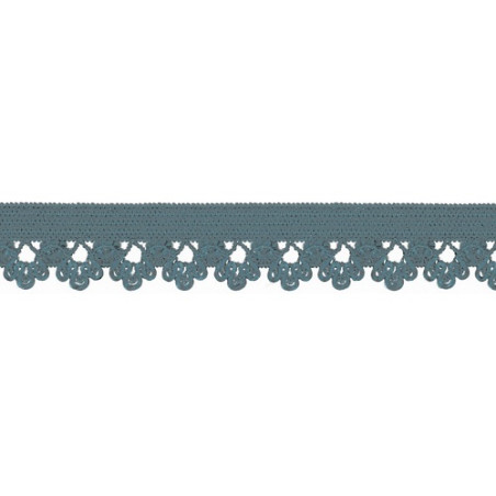 Dentelle élastique fleurs bleu denim (qt)