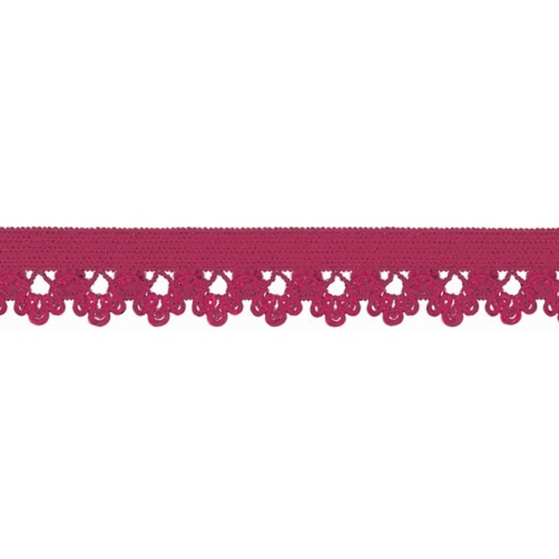 tissu de dentelle élastique fleurs fuchsia (qt)
