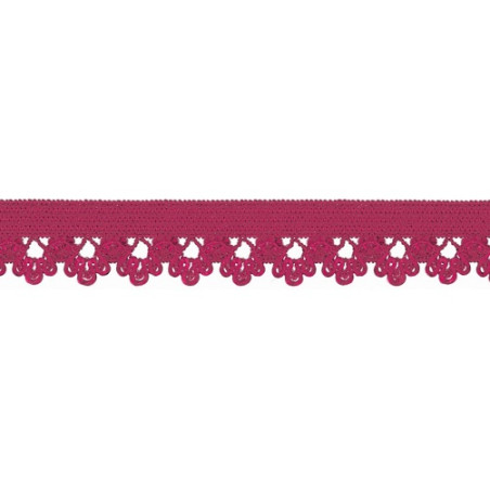 Dentelle élastique fleurs fuchsia (qt)