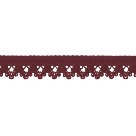 Dentelle élastique fleurs bordeaux (qt)