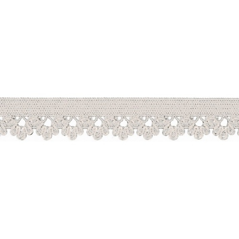 tissu de dentelle élastique fleurs blanc cassé (qt)