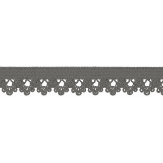 Dentelle élastique fleurs grises (qt)
