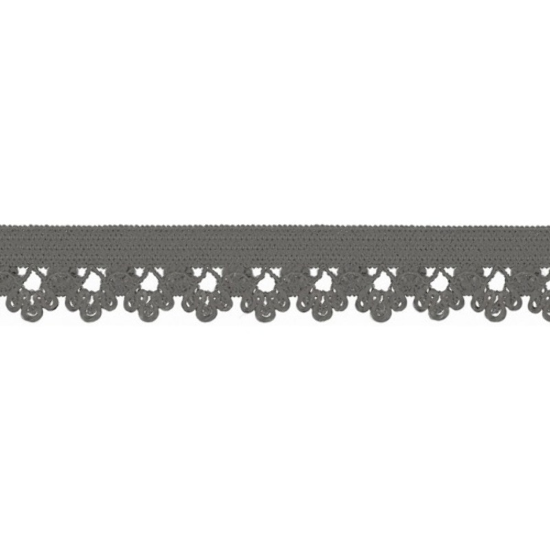 tissu de dentelle élastique fleurs grises (qt)