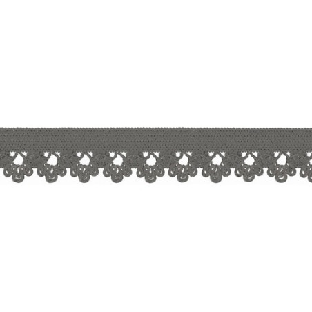 Dentelle élastique fleurs grises (qt)
