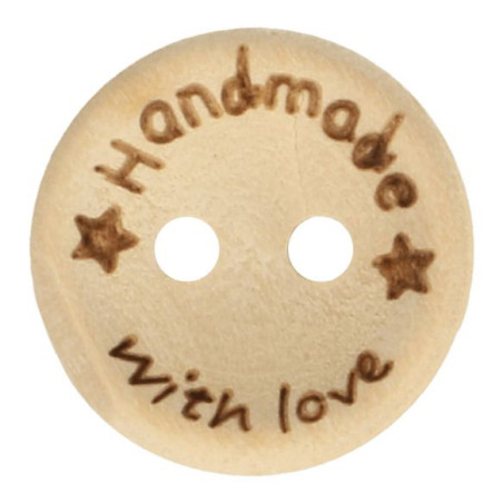 Holzknopf handmade with love 15mm