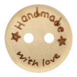 Wooden button handmade with love 15mm