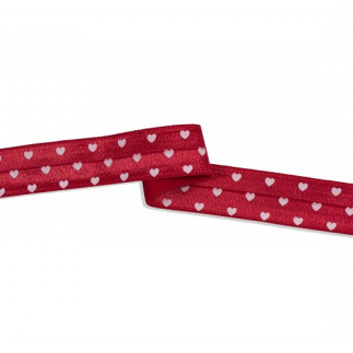 Elastic edging ribbon hearts red (qt)