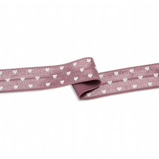 Elastic edging ribbon hearts old pink (qt)