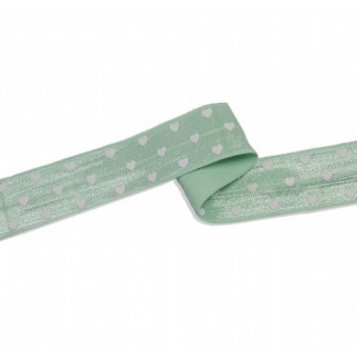 Elastic edging ribbon hearts mint (qt)
