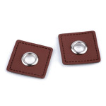 Eyelet patches dark brown 8mm silver