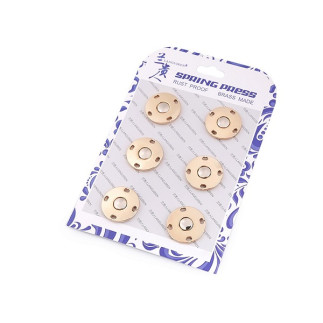 Sew-on snap fasteners 20mm - 6 pairs metallic gold