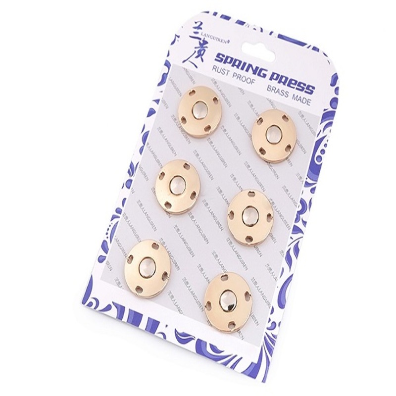 Snap fasteners for sewing 20mm - 6 pairs metallic gold