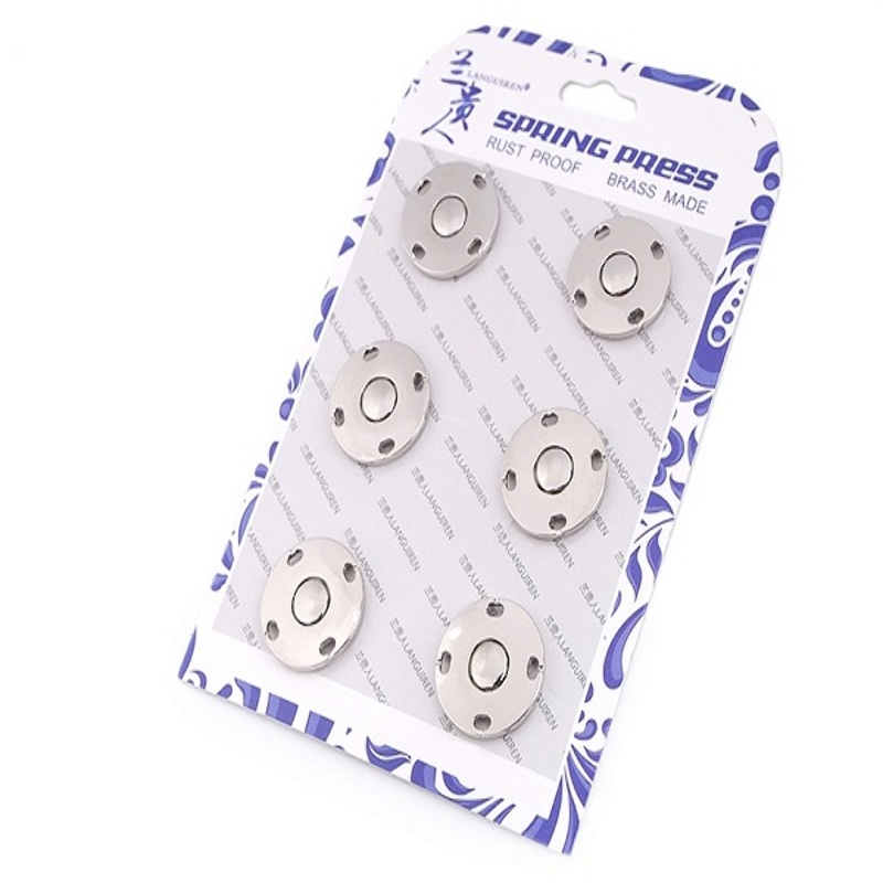Boutons pression à coudre 20 mm - 6 paires argent métallisé