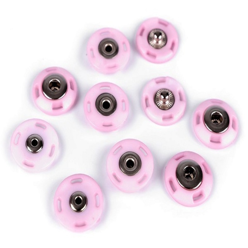 Metal snap on button to sew on 21mm light pink