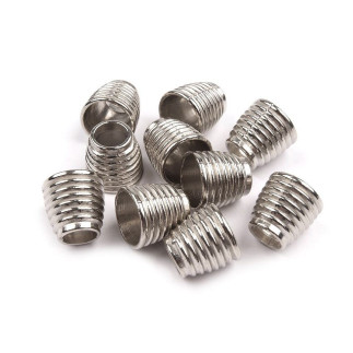 Cord end - metal grooved silver 8 mm