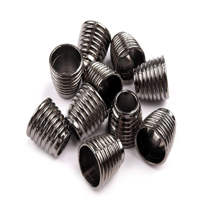 Cord end - metal grooved gunmetal 8 mm