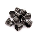 Cord end - metallic grooved gunmetal 8 mm