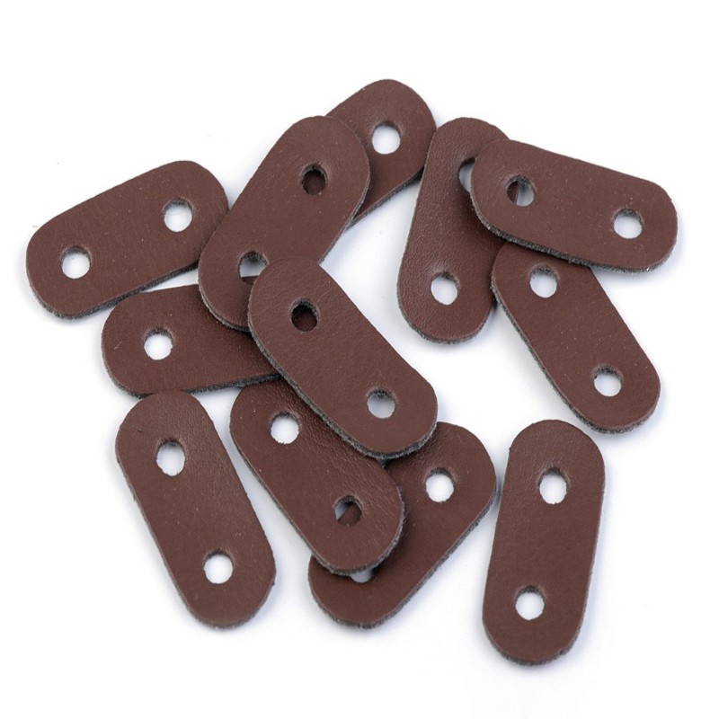 Embout de cordon - 2 trous cuir marron 5 mm