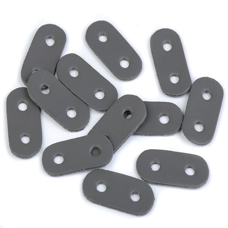 Cord end - 2-hole leather grey 5mm