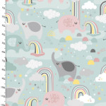 Flannel - Small and Mighty Elephants mint