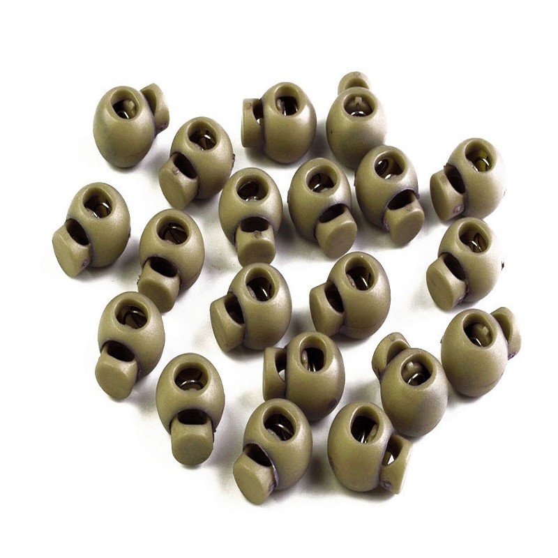 Cord stopper small round 15mm khaki