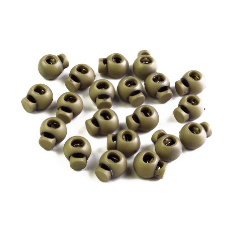 Kordelstopper klein rund 15mm khaki