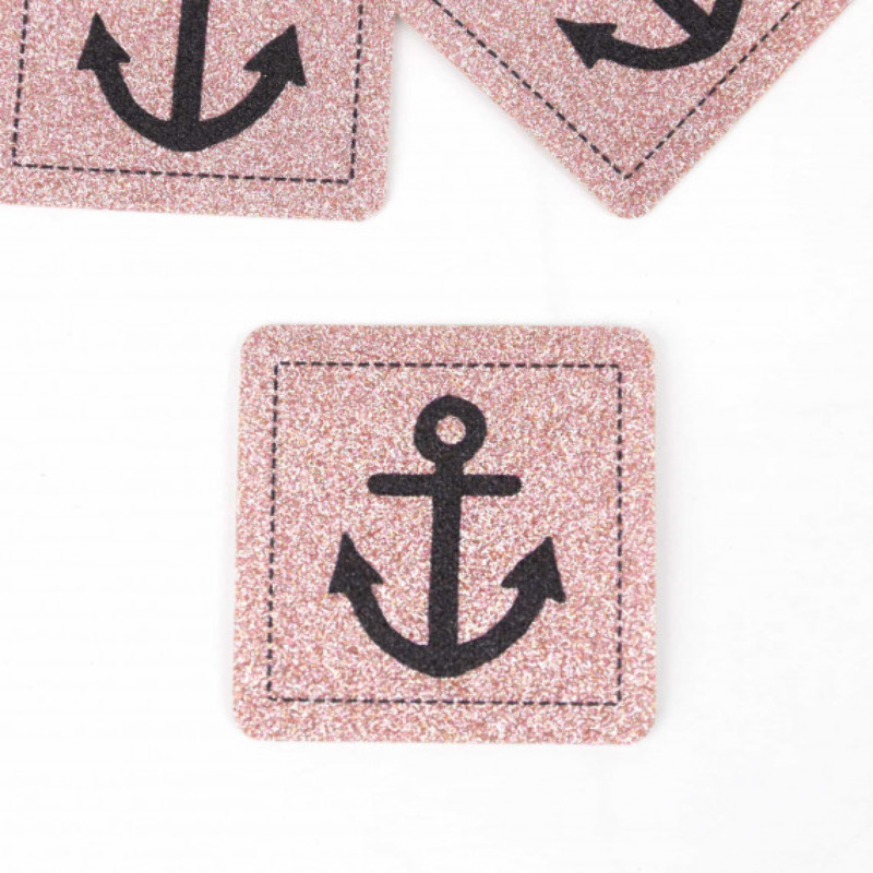 XXL Glitter label - Anchor rose