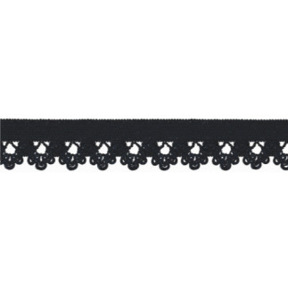 Dentelle élastique fleurs bleu marine (qt)