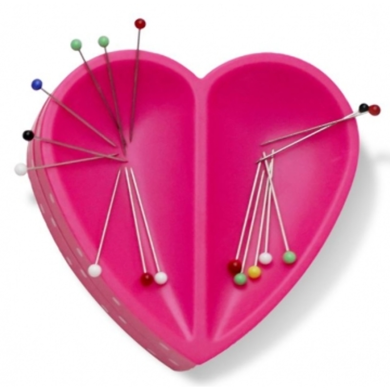 Coussin à épingles magnétique Prym Love en forme de cœur rose