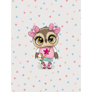 Biojersey - Cool Owl Girl Triangles hellgrau 40 x 50cm