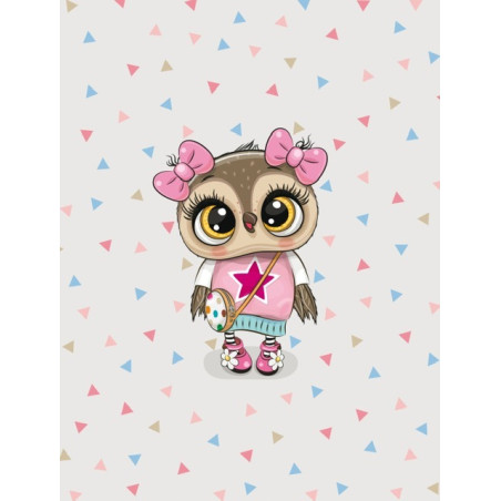 Biojersey - Cool Owl Girl Triangles Gray 40 x 50cm