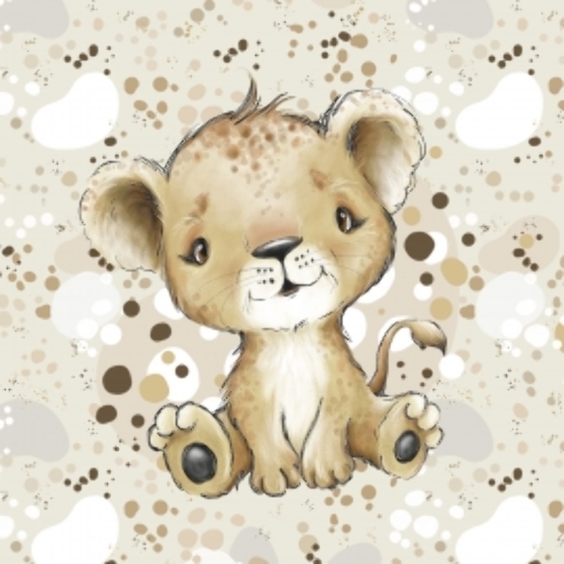 french terry - Bébé Lion beige 40 x 50 cm
