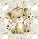 french terry - Bébé Lion beige 40 x 50 cm