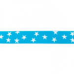 Elastic ribbon - 25mm stars aqua